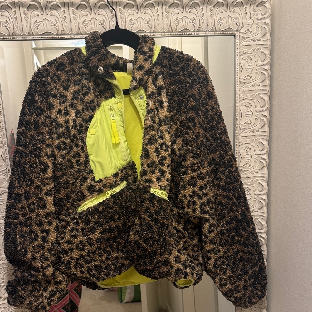 FP Movement by Free People Teddy Jacket in Black and Neon Yellow